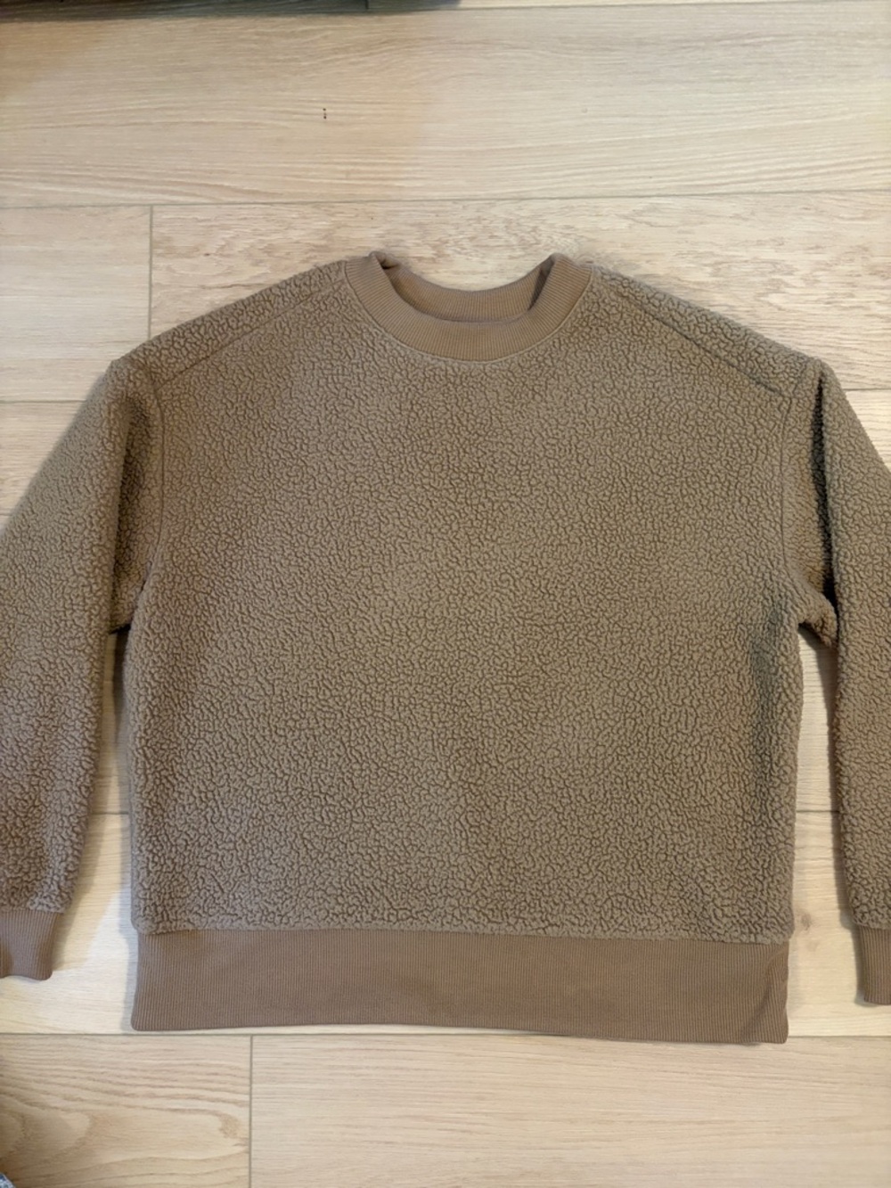 Everlane Women’s Crewneck Sherpa Sweatshirt in Taupe
